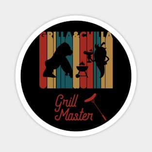 Grilla and Chilla BBQ Retro Vintage Grill Master Magnet